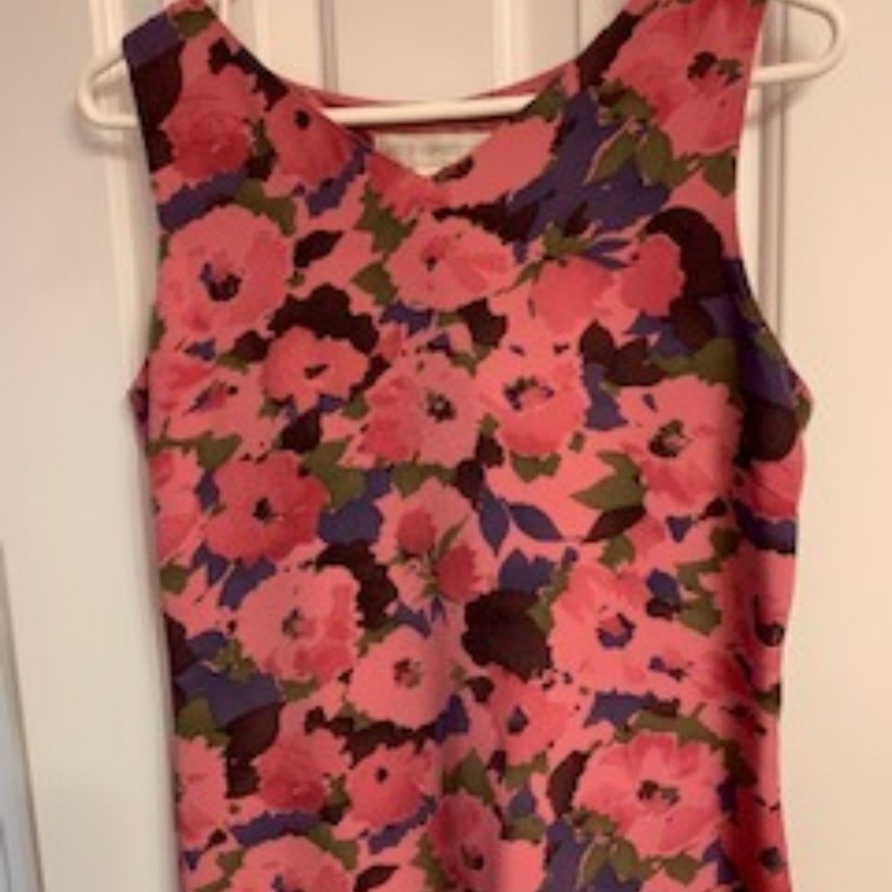 Pink floral silk sheath dress